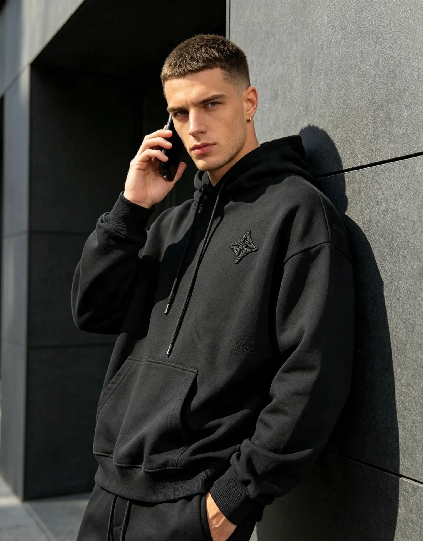 Louis Vuitton/Louis Vuitton dark woven letter logo embroidered hooded sweatshirt